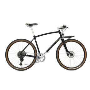 A black prospero bicycle with flat handlebars